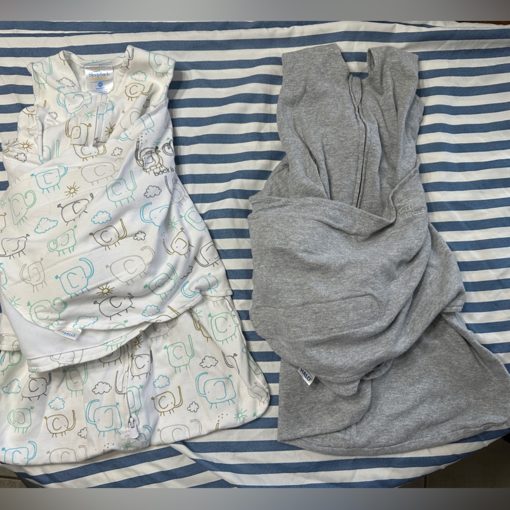 Halo Baby Sleep Sack with Elephant and Cloud Patterns